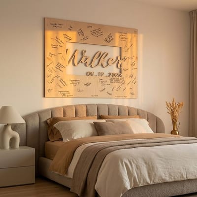 Last Name Signature Frame Guest Book, guest book sign engraved by Naked Wood Works