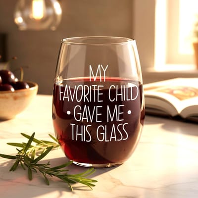 Favorite Child Mother's Day Wine Glass, wine glass engraved by Naked Wood Works