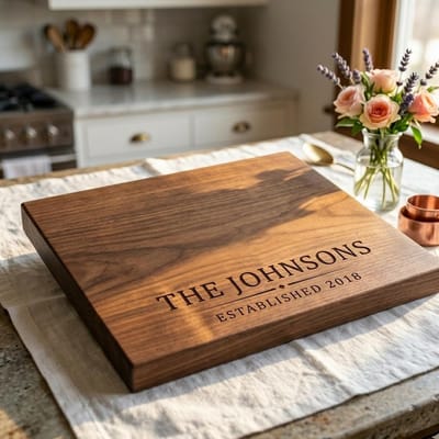 Established Family Name Charcuterie Board, serving board engraved by Naked Wood Works