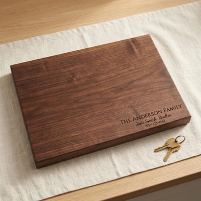 Realtor Signature Corner Board, cutting board engraved by Naked Wood Works