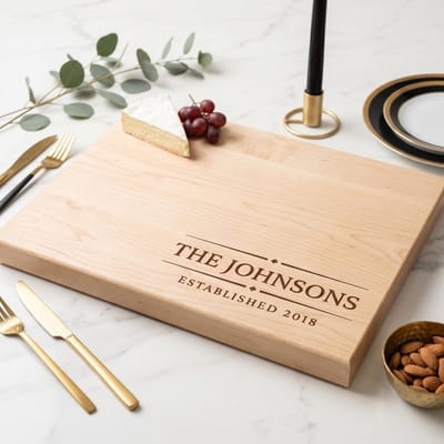 Established Family Name Wedding Board, cutting board engraved by Naked Wood Works