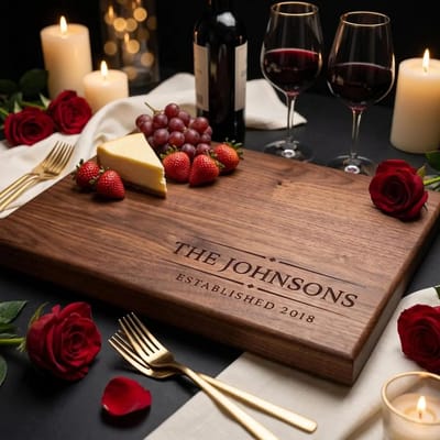 Established Family Name Couples Board, cutting board engraved by Naked Wood Works