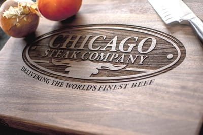 Custom Logo Cutting Board, cutting board engraved by Naked Wood Works