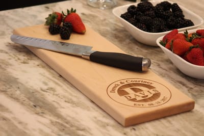 Circle Stamp Monogram Serving Board, serving board engraved by Naked Wood Works