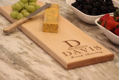 Initial and Last Name Serving Board, serving board engraved by Naked Wood Works