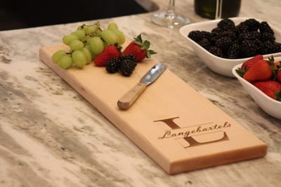 Split Letter Monogram Serving Board, serving board engraved by Naked Wood Works