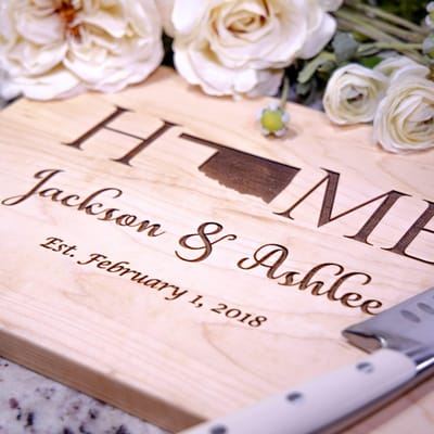 Home State Names Cutting Board, cutting board engraved by Naked Wood Works