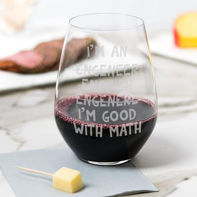 I'm an Engineer, I'm Good With Math Wine Glass, wine glass engraved by Naked Wood Works
