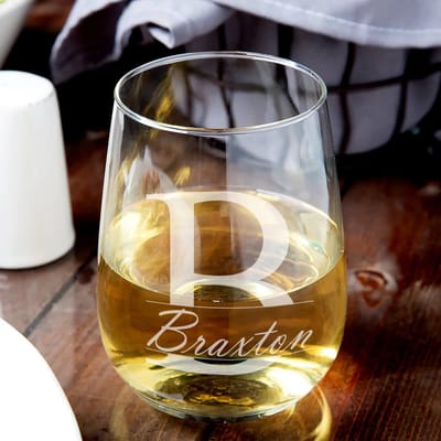 Initial and Name Wine Glass, wine glass engraved by Naked Wood Works