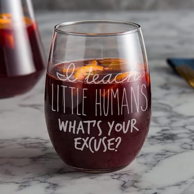 I Teach Little Humans Teacher Wine Glass, wine glass engraved by Naked Wood Works