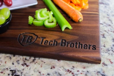 Corner Logo Cutting Board, shown for realtor & corporate gifts